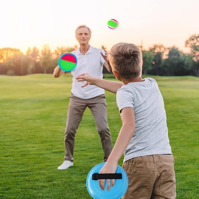 Ayeboovi Toss and Catch Ball Set 8 Paddles 4 Balls Outdoor Beach Pool Toys for 3 4 5 6 7 8 Year Old Boys Girls Birthday Gifts Easter Basket Stuffers Outside Yard Games for Kids and Family Activities