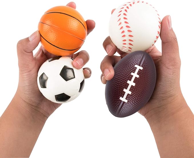 Super Z Outlet Mini Foam Soccer Sports Balls for Kids Adults Mini Baseball Football Basketball Stress Ball Bulk Toy Little and Big Game Party Decoration and Relaxable Balls (24 Pack)
