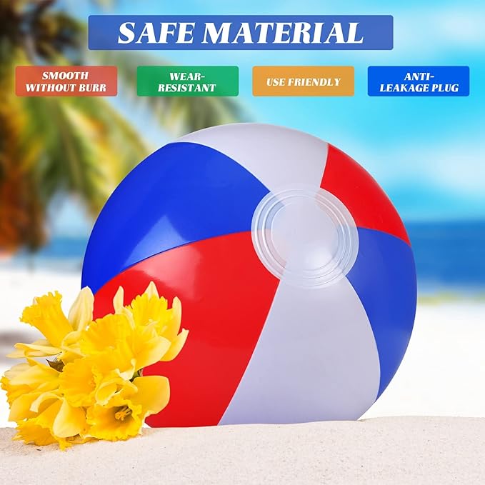 Zhanmai Patriotic Beach Ball Red White and Blue Inflatable Beach Balls 4th of July Party Favors 4-5 Inch 8-12 inch for Independence Day Party Favors for Kids Hawaiian,Summer Pool