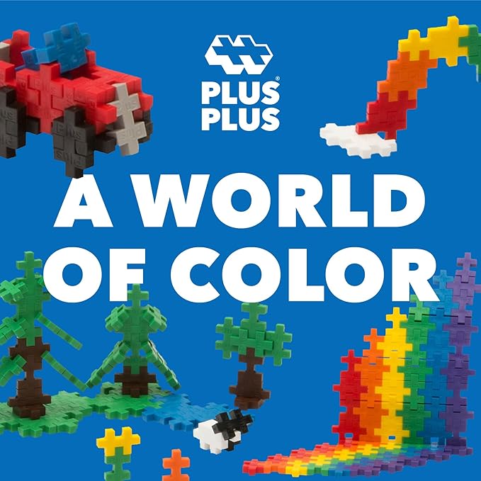 PLUS PLUS 600 Piece Interlocking Building Blocks for Kids, Open Ended Connecting Toys, STEM Bin Classroom Mini Manipulatives Play Tube - Basic Color Mix