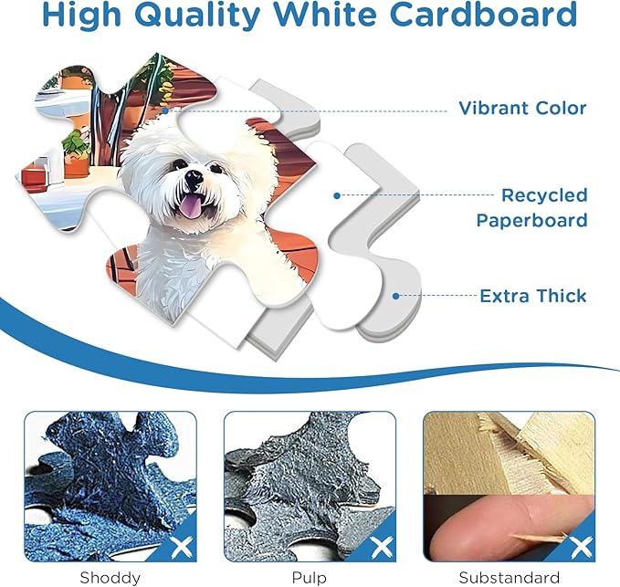 Jigsaw Puzzles 500 Pieces for Adults, Bichon Frise Flower Seagull Puzzles 500 Pieces for Adults Seniors, Dust-Free Landscape Adult Jigsaw Puzzle, Challenging Puzzle Great Gift for Friends