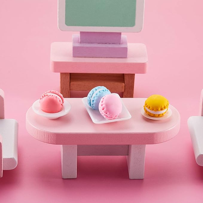 Skylety 33 Pieces 1:12 Dollhouse Miniature Decoration Accessory Dollhouse Miniature Kitchen Tableware Plastic Mini Plate Dishes Cups Bowl Set Micro Decoration for Dolls House Accessory Pretend Play