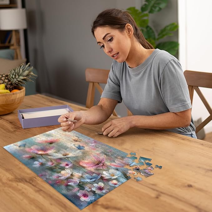 Puzzles for Adults 500 Pieces, Flowers Jigsaw Puzzles - Butterfly Blossoms, Impossible Flowers Butterfly Puzzle for Seniors Families, 20.47x14.96 Inches, 1:1 Poster, Letter On The Back