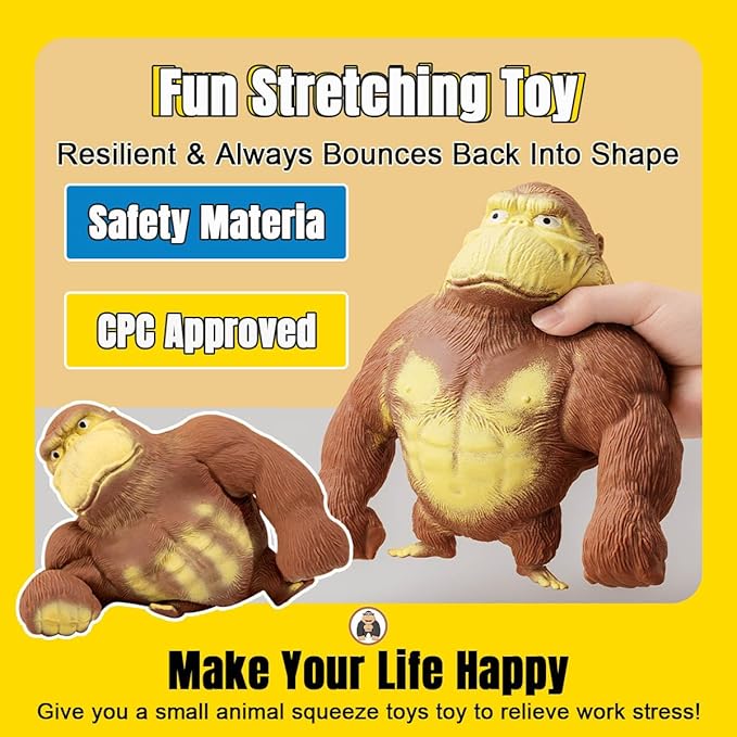 YHan Trending Stretchy Monkey Toy, Stretch Gorilla Toy, Kids Adult Stress Relief Squishy Toys Anxiety TikTok Gift Idea Stretch Gorilla Funny (Large)
