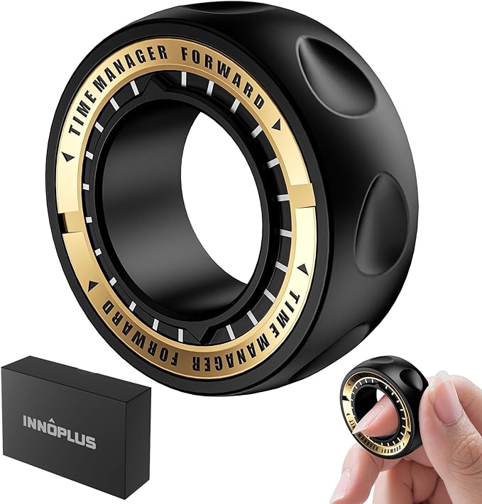 Upgraded Fidget Spinner for Stress Relief Magnetic Fidget Ring Toy with Mechanical Sound Sensory Stress Toys Anxiety EDC Relief Slider Tool Figette for Adults & Teens,Kids,Black