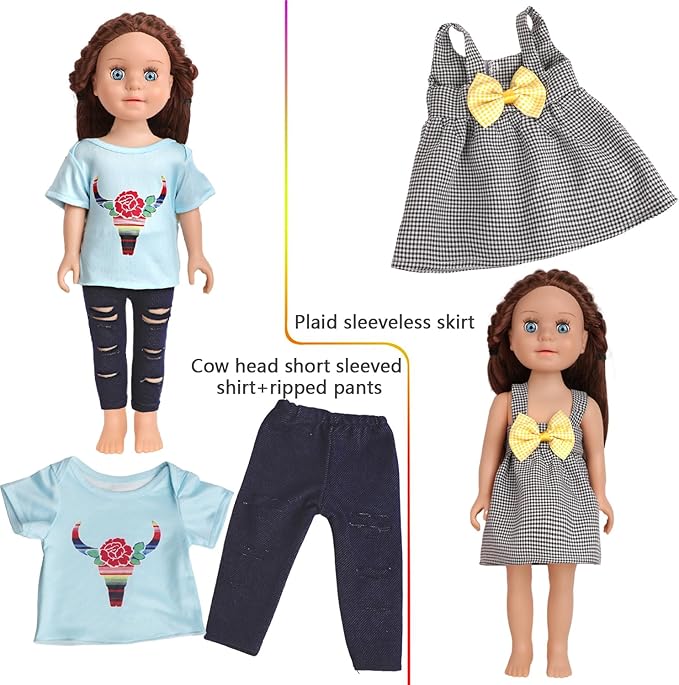 10 Sets of 18 Inch American Doll Clothes, Including 10 of Doll Clothing Dress Outfits for American Dolls, Birthday Gifts for Kids