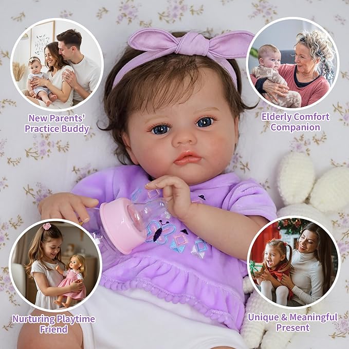 SCOM Realistic Reborn Baby Dolls-20 inch Lifelike Baby Doll Girl with Soft Weighted Body, Reallife Reborn baby Girls With Baby Accessories & Gift Box, Suitable Toy for Age 3+ Kids,Birthday/Easter Gift