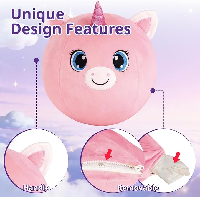 Bouncy Balls for Kids, 23in/58cm Bouncy Unicorn Inflatable Ride on Bouncy Animals Toys for Toddlers, Gifts for Kids Indoor Outdoor, Kids Toys Support Up to 176 Pounds
