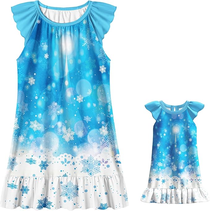 LQSZ Doll and Girl Matching Nightgown Outfit Pajamas Nightie Nightgown for Girls and Dolls Clothes