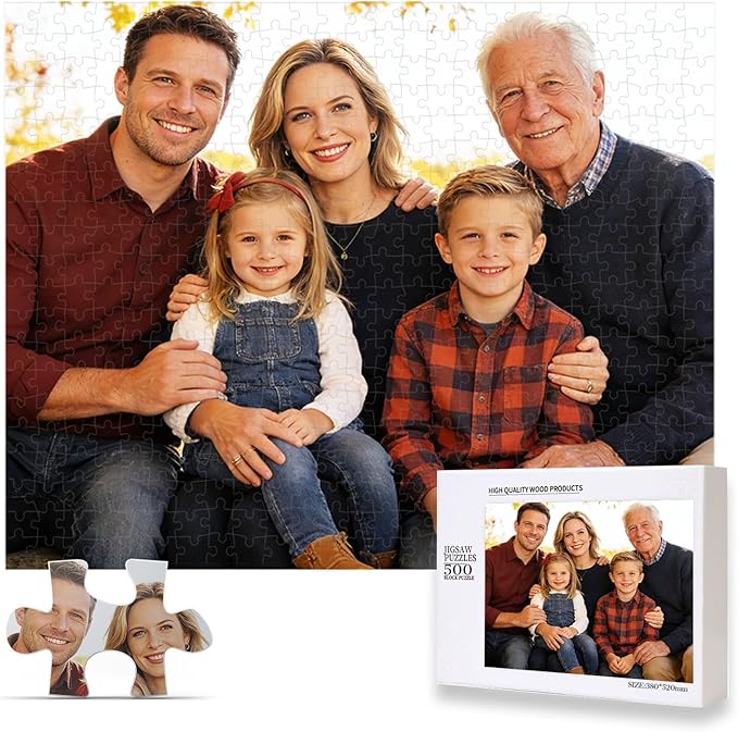 Custom Photo Puzzle 500 Pieces，Personalized Jigsaw Puzzle Made from Your Own Picture, Ideal Gift for Valentine's Day, Wedding, Pet, Birthday, Familys