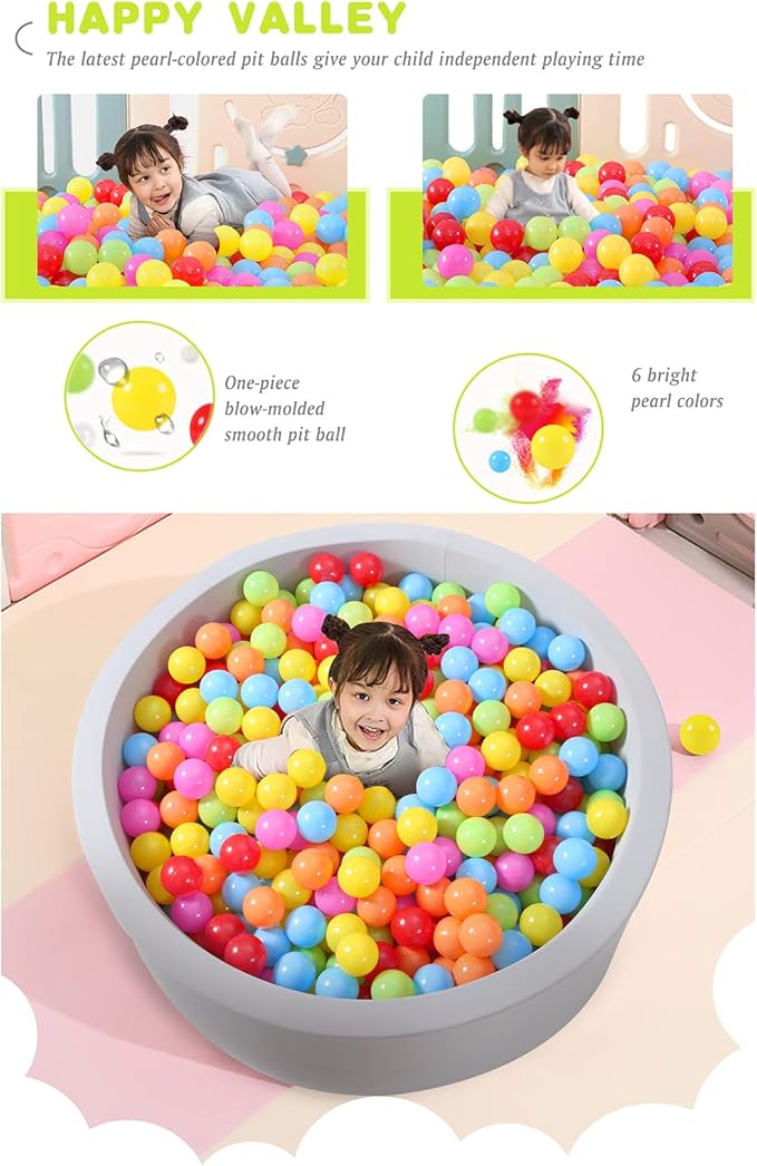 STARBOLO Ball Pit Balls for Toddlers Pack of 100 200 500 - BPA&Phthalate Free Non-Toxic Crush Proof Soft Plastic Balls for 1-5Years Old Toddlers Girl Kids Birthday Pool Playpen Tent Party