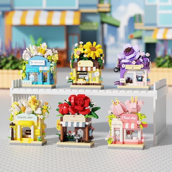 Red Roses Mini Flower Shop Building Toy Street City Store View Micro House Toys Festival Blocks Set for Home Decor Gifts
