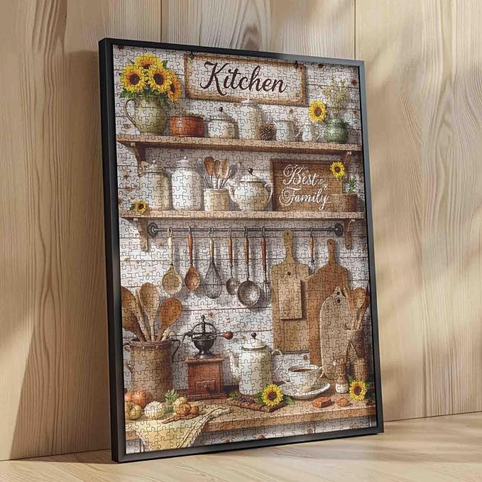 Kitchen Puzzles 1000 Pieces for Adults, Retro Rural Style Jigsaw Puzzles for Challenging Family Activity Games DIY Puzzle for Home and Dining Room Wall Decor Gifts - 19.7 x 27.6 Inches