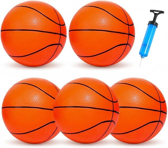 5 Pack 7 Inch Small Basketballs - Size 3 Mini Basketball Set with 5 Colors Toy Basketballs for Kids, Indoor and Outdoor Play
