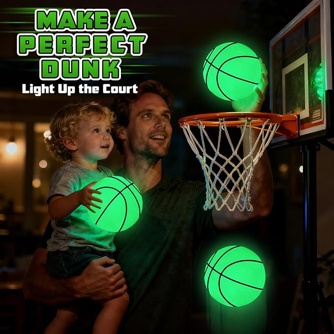 Glow in The Dark Basketball, 6 Pack Mini Basketball Toy for Kids and Adults, Great for Floating Water Basketball Hoops Toys Beach Pool Games Pool Party and Indoor or Outdoor Play