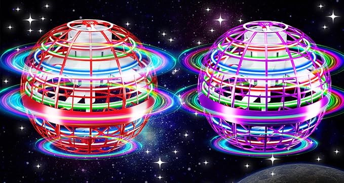 Flying Orb Ball Toy,2025 Upgraded Parachute LED,Magic Hand Controlled Flying Gravity Ball,Cosmic Globe Boomerang,Cool Christmas Birthday Gift for 6 7 8 9 10+ Year Old Boys Girls-Red & Purple