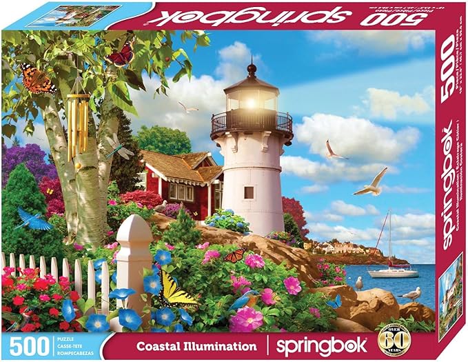 Springbok's Coastal Illumination 500 Piece Jigsaw Puzzle for Adults Features an Idealic Costal Retreat - Made in The USA