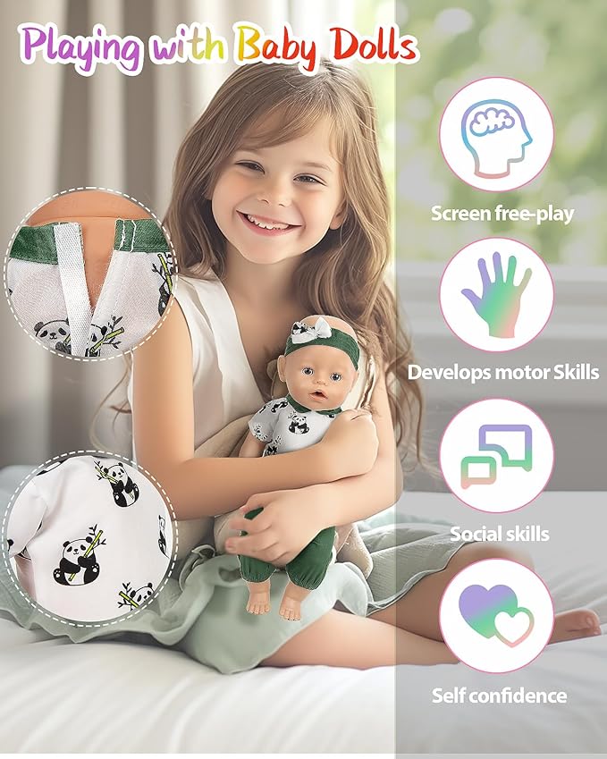 ARTST Baby Doll Clothes, 8 Set 14-16 inch Baby Doll Accessories Outfit Pajamas with Headbands Valentine's Gift for 43cm New Born, 15 inch Bitty,16 inch Boys(NO Doll)