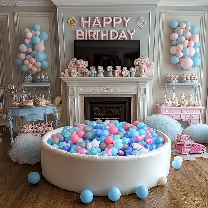 Realhaha Ball Pit Balls 50 100 200 500, Star Shapes for Babies Kids Playpen Plastic Balls for Babies Ball Pool Puppy Playballs
