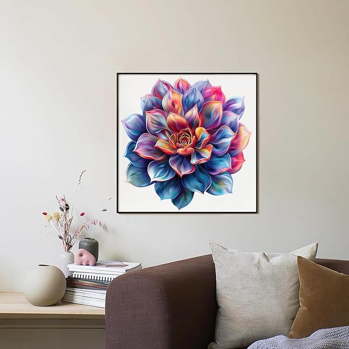 Reouinty Wooden Puzzles for Adult 200 Piece, Flower Succulent Puzzle for Girl, Challenging Puzzle, Home Wall Decor, Luxurious Shaped Wood Puzzles for Family Game 11.2x11 in