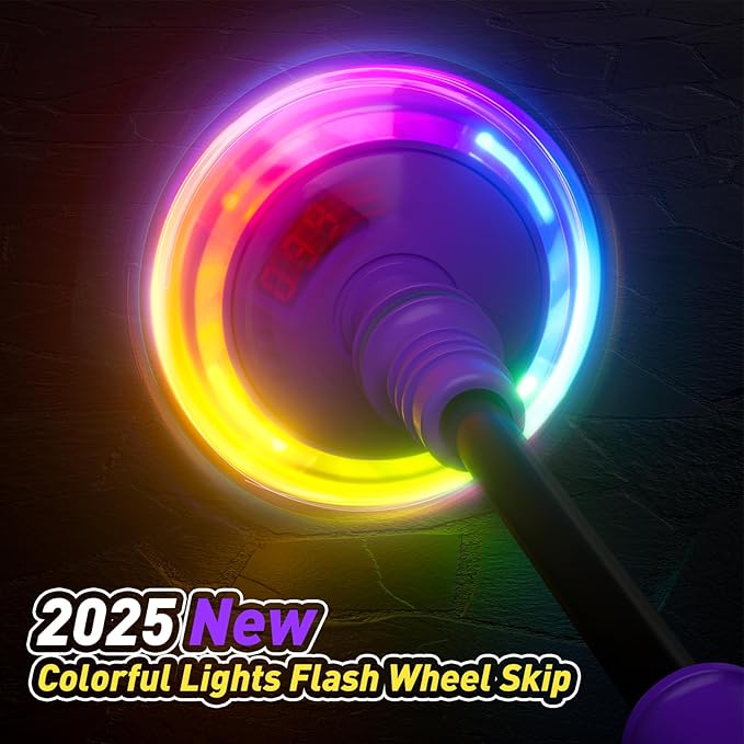 HopeRock Skip Ball Toy for Girls Ages 6-10,Girl Birthday Gifts,3 Fun Modes,Flashing Light-Up Wheel,LED Digital Counter,Replaceable Battery,Girl Birthday Gifts for Age 6-10,Fun Outdoor Girl Toys-Purple