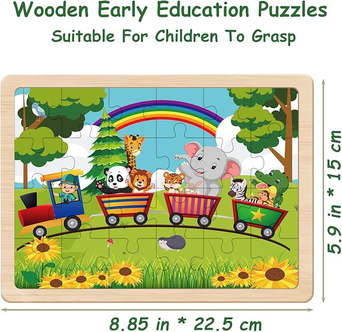 Puzzles for Kids Ages 4-6, 24 Pieces Wooden Puzzles for Toddler Toys for Boys 3-5 Children Jigsaw Puzzles for Kids Ages 4 5 6 7 8 Year Old Toys Boys Girls Gifts
