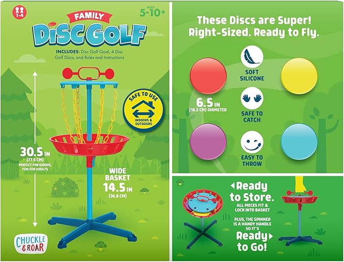 Chuckle & Roar - Family Disc Golf - Indoor or Outdoor - Fun and Family Friendly Introduction to Disc Golf - Safe and Durable - Ages 3 and Up