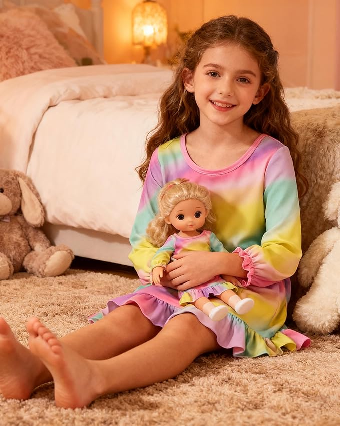 LQSZ Doll and Girl Matching Nightgown Outfit Pajamas Nightie Nightgown for Girls and Dolls Clothes