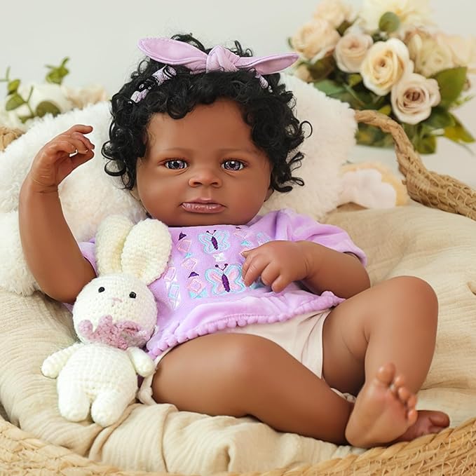 WOOROY Realistic Reborn Baby Dolls Black – 20-Inch African American Real Life Baby Dolls with Soft Full Vinyl Body, Handmade Gift Toy with Doll Accessories for Kids Ages 3+
