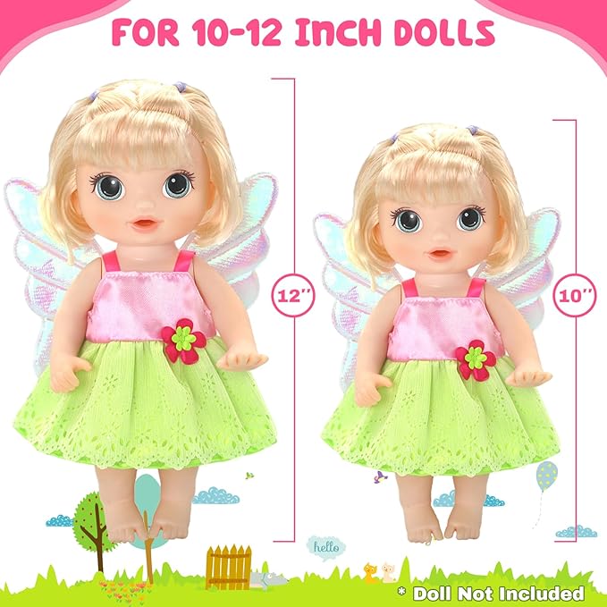 ECORELF 9 Sets Alive Baby Doll Clothes, Doll Clothes for 10-12 Inch Girl Dolls,12 Inch Baby Doll Dress Outfits Accessories Set Include Cute Jumpsuit, Skirts