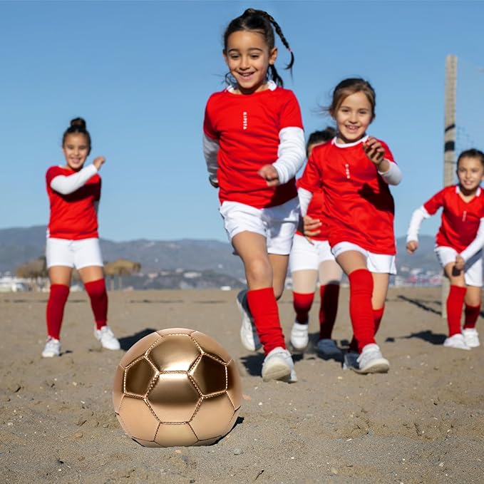 DLUGOPIS Golden Mini Soccer Ball Size 2 Toddler Soccer Ball Kids Soccer Ball Age 3-8 for Trophy Boys Girls Outdoor Grass Yard Toys Sport Gift