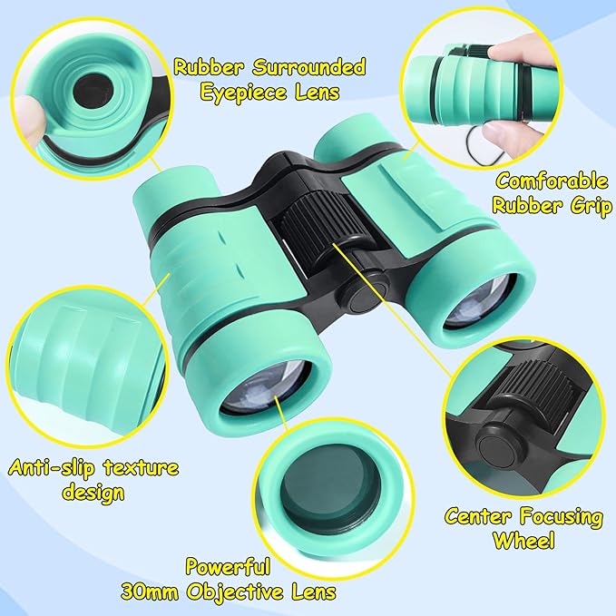 ESSENSON Binoculars for Kids Toys Gifts for Age 3-12 Years Old Boys Girls Kids Telescope Outdoor Toys for Sports and Outside Play Hiking, Bird Watching, Travel, Camping, Birthday Presents (Mint Green)