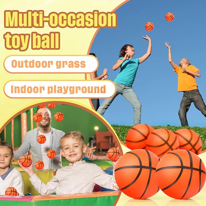 Civaner 20 Pcs Mini Soccer Basketball for Kids 4 Inch Inflatable Rubber Small Basketballs Gifts Toddlers Bouncy Toys Balls for Sports Beach Pool Theme Party Favor(Basketball Style)