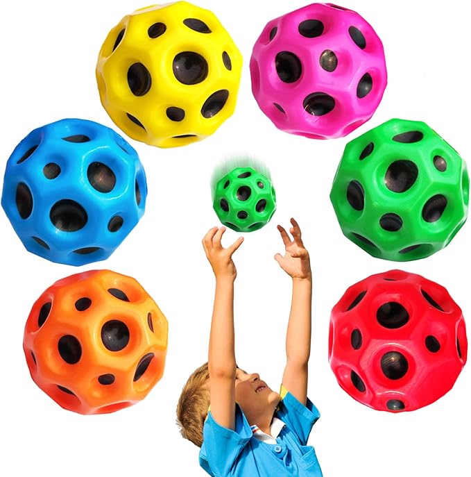 6 Pack Astro Jump Ball, Multicolored Spaceballs, Super High Bouncing Lightweight for Children, Bouncy Balls, Jumping Toy for Stress Relief