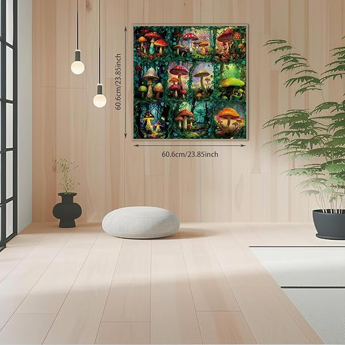 1024 Pieces Puzzles for Adults Jigsaw Puzzle with Letters on Back Mushroom Family Decoration Impossible Puzzle for Valentine Friends Parents（23.86 x 23.86 inches）