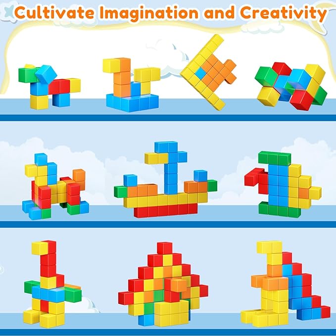 Magnetic Blocks for Kids Ages 3-5 4-8 Magnetic Building Blocks for Toddlers Magnet Cubes Sensory Creative Learning Toys Gift for Kids 3 4 5 6 7+Year Old Boys Girls Birthday