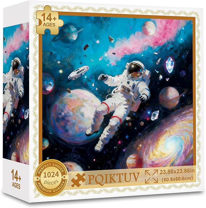 Puzzles for Adults 1024 Pieces Space Astronaut Galaxy Scene Jigsaw, with Letter Markings, HD Poster, No Dust, Jigsaw Puzzles Impossible Puzzle Family Decoration Giftfor Space Lovers
