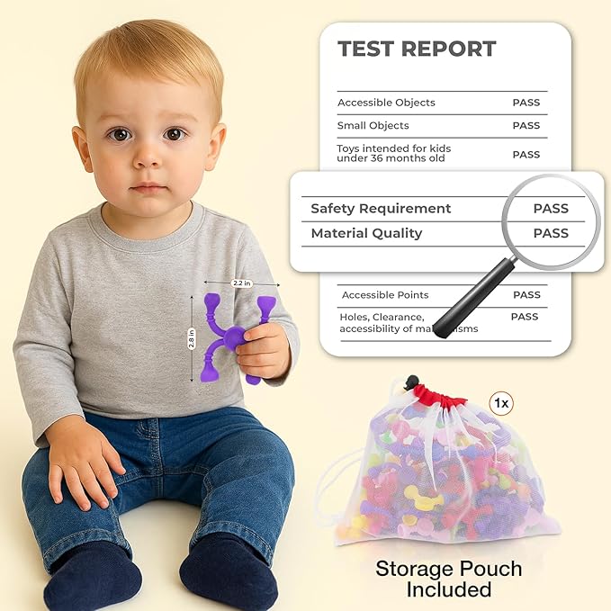 Kids Stem Sensory Building Toys - 50pcs Fine Motor Skills Toys for Toddlers, Educational Toy for Kid Activities, Travel Toy for Airplane, Car, ADHD
