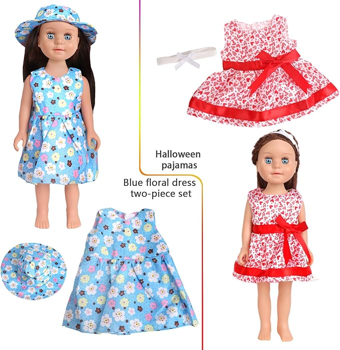 10 Sets of 18 Inch American Doll Clothes, Including 10 of Doll Clothing Dress Outfits for Gift Dolls, Birthday Gifts for Kids