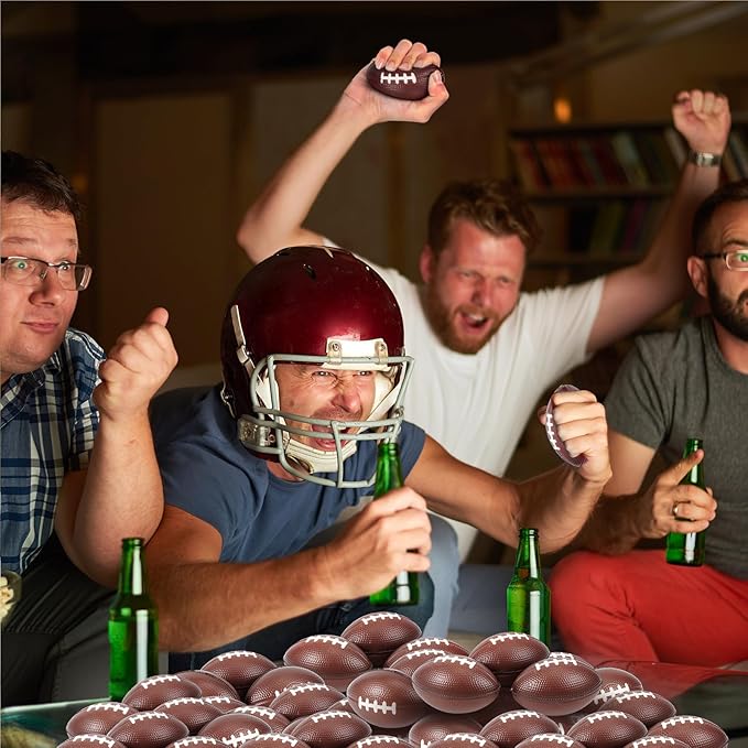 Wettarn 150 Pcs 3.54 Inch Mini Footballs Bulk Foam Small Soft Stress Sport Tiny Balls for Adults Indoor Outdoor Play Rewards Party Favors Gift Decorations (Brown)