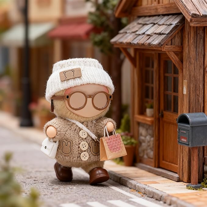Ezcora Knitting Outfit Set for 17cm Dolls, 4 Cozy Sweaters with Hats, Shoes, Glasses Bags, 6.7-Inch Doll Accessories, Gift Idea, (No Dolls)