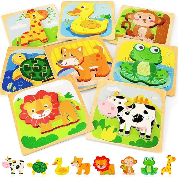 TOY Life Wooden Puzzles for Toddlers 2-4, Montessori Toys for 1 2 3 Year Old Boys Girls, Animals Puzzles Educational Learning Toys 2 Year Old, Toddler Birthday Gifts Toy for Baby Girl Boy 6M+