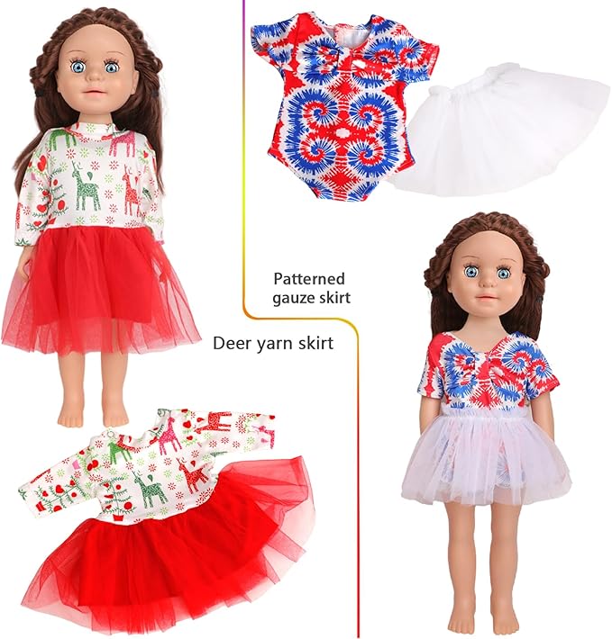 10 Sets of 18 Inch American Doll Clothes, Including 10 of Doll Clothing Dress Outfits for American Dolls, Birthday Gifts for Kids