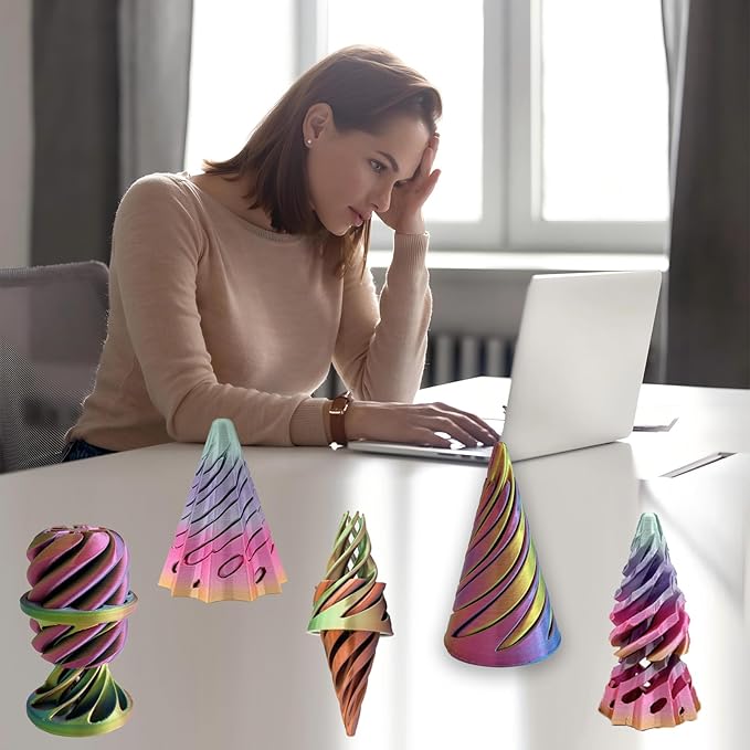 Christmas Stocking Stuffer 4 Packs Impossible Cone,Impossible Cones passthrough Impossible Pyramid for Relaxing,Spiral Fidget Toy passthrough Impossible Cone,Birthday for Adults & Kids