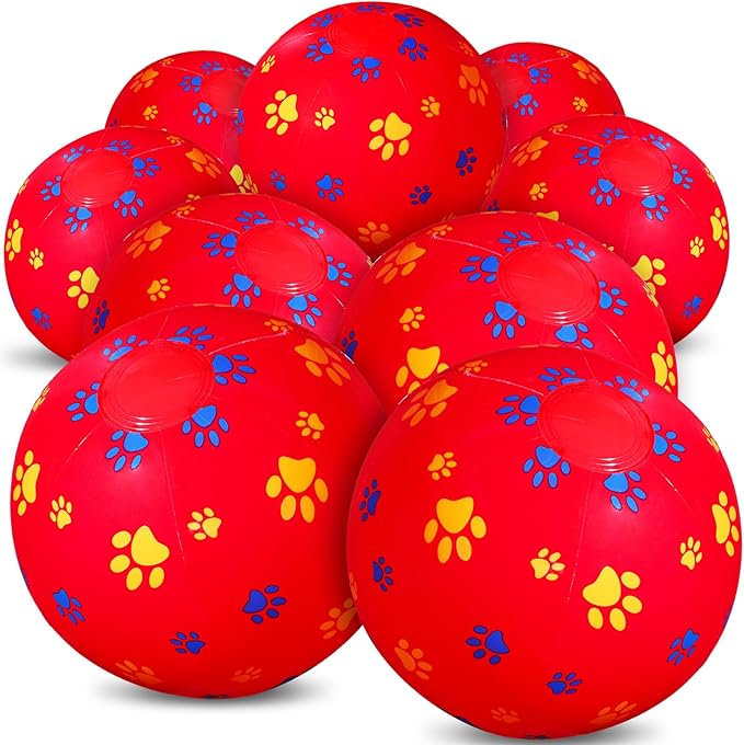 12 Pack Red Dog Paw Themed Beach Ball for Kids 7.87" Bulk for Summer Pool and Beach Game Gifts Red and Dog Birthday Party Supplies and End of the Year Class Party Decorations Favor