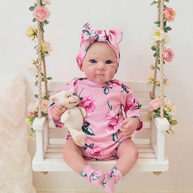 FOCKOF Realistic Reborn Baby Dolls-18 Inch Real Life Baby Dolls Girl Lifelike Baby Doll with Accessories for 3+ Years Old (Red)