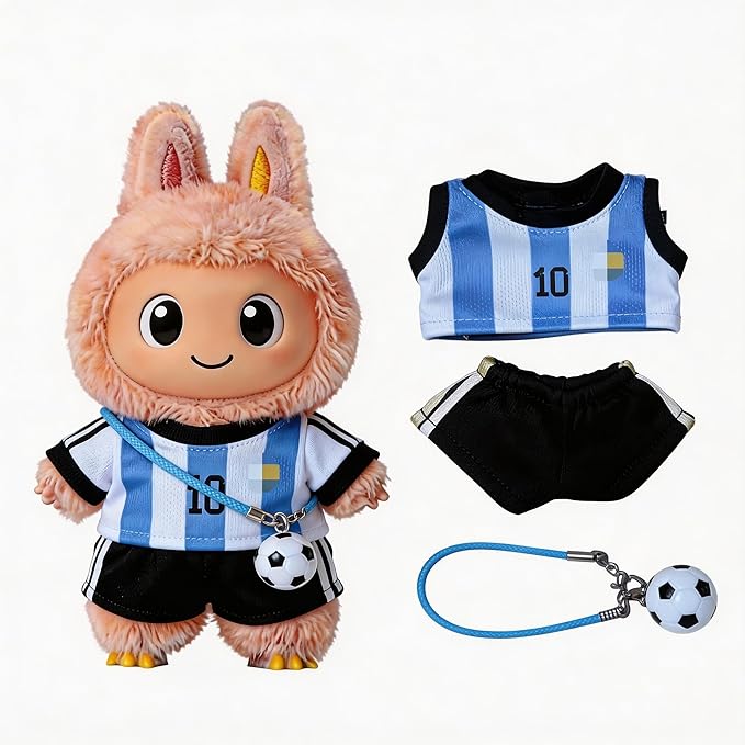 This Sports-Themed Basketball Football 3-piece Set is Suitable for a 17cm and Also for Other Dolls of the Same Size. 【 Key Point 】 Only Clothes, no Dolls. (NO.10 -Blue and White)
