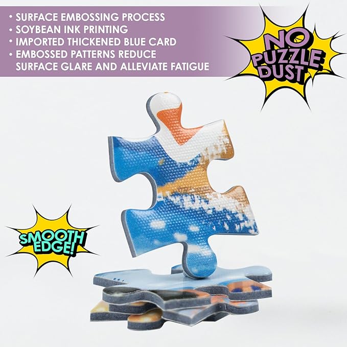 MOMIBOOK 1000 Piece Puzzle for Adults Jigsaw Puzzles of Mirror's Fleeting Light, Touch Film Seaside Dog Painting Image Challenging Hard Impossible Puzzle Unique Party Christmas Birthday Gifts
