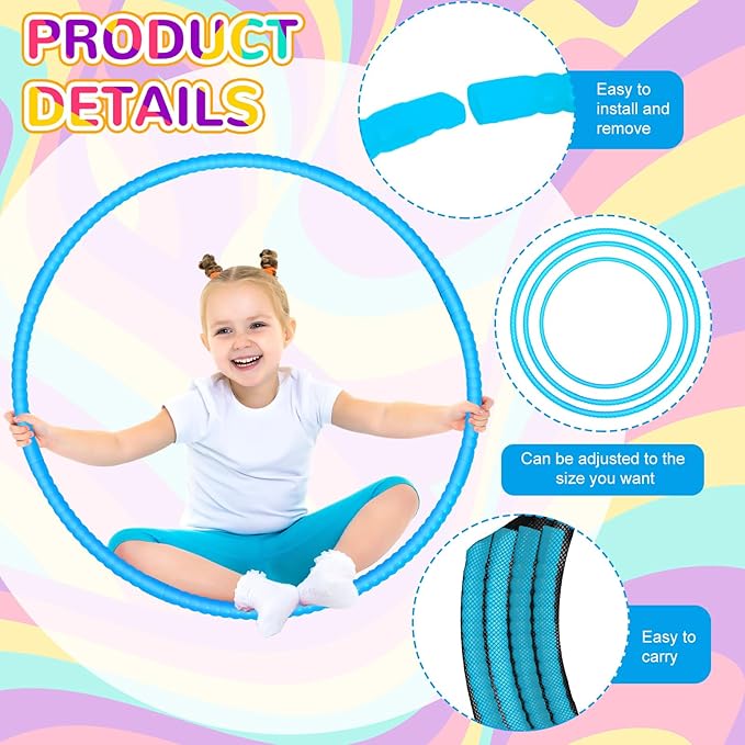 2 Pcs Toy Hoop Exercise Hoop Detachable Adjustable Plastic Toy Ring Playground Equipment for School Colored Circles Exercise Ring for Teens Dog Agility Equipment(Blue,26 Inch)
