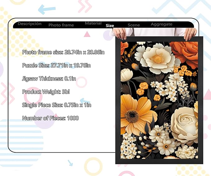 Flower Puzzles for Adults 1000 Pieces, Fit Together Perfectly, No Dust, Bright and Floral Jigsaw Puzzles 1000 Pieces, Challenging Family Activity, Great Gift Idea, Colorful House Decor(Puzzle 1000)